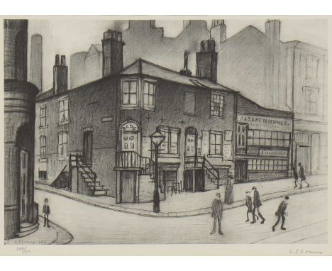 *Laurence Stephen Lowry RA (1887-1976) 'Great Ancoats Street'offset lithograph, signed 'L S Lowry' and numbered 332/850 in pe