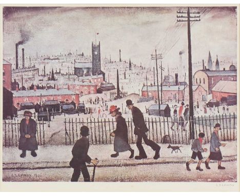 *Laurence Stephen Lowry RA (1887-1976)View of a Townoffset lithograph in colours, signed 'L. S. Lowry' in pencil l.r., with F