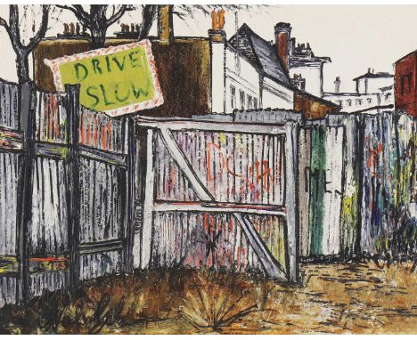 *Noel Gibson (1928-2005)Drive Slowsigned 'Noel Gibson' l.l., oil on board83 x 107cm*Artist's Resale Right may apply to this l