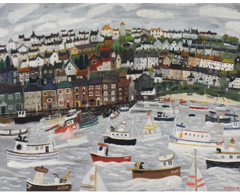 *Alan Furneaux (b.1953)'Falmouth'signed 'A Furneaux' l.r., inscribed as titled and dated 2020 verso, oil on board80.1 x 100cm