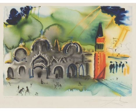 *Salvador Dali (Spanish, 1904-1989)St Mark's Square, Venicelithograph in colours with embossing, signed in pencil l.r. and nu