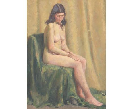 English School, 20th centurySeated nudeoil on canvas61.4 x 46.1cmCondition report: Some areas of paint loss, please see addit