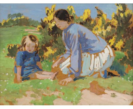 *Frank Dobson RA (1886-1963)Mother and Child, 1914signed and dated 'F O Dobson/14' in pencil l.l., oil on board31.5 x 39.5cmP