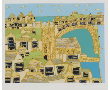 *Bryan Pearce (1929-2007)'St Ives from Fernlea Terrace'screenprint in colours, signed and dated 'Bryan Pearce/05' and numbere