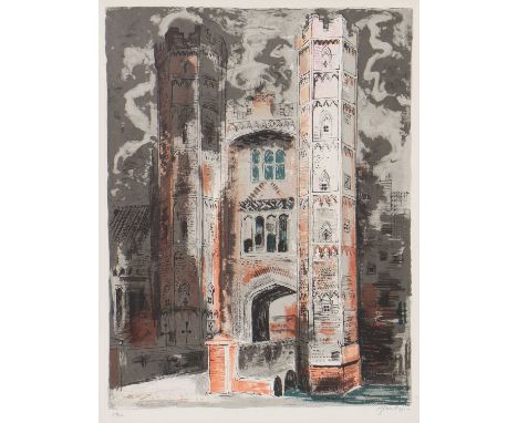 *John Piper CH (1903-1992)'Oxburgh Hall'lithograph in colours, with Christie's Contemporary Art and National Trust blind stam