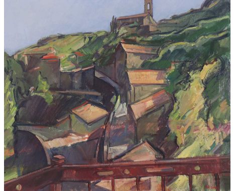 *Peter Coker RA (1926-2004)'Lastours'signed 'Peter Coker' l.r., oil on linen77 x 91cm;and a pencil and crayon sketch of 'Last