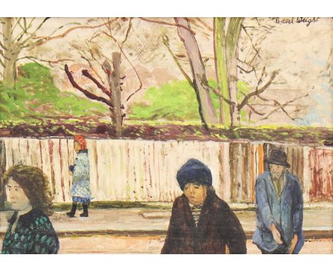 *Carel Weight CH RA (1908-1997)'Strange Encounter' - View from the artist's studio,1981signed 'Carel Weight' u.r., oil on boa