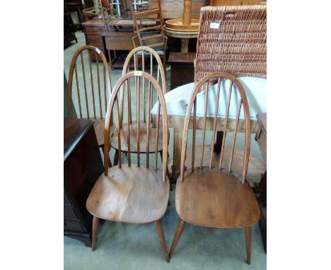 A pair of four Ercol chairs with bentwood stick backs