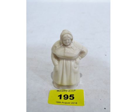 A Royal Worcester candle snuffer, French Cook in white glaze. 1895