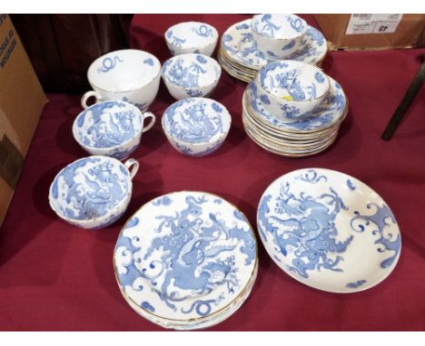A Royal Worcester part tea service of 30 pieces. Three cups with broken handles