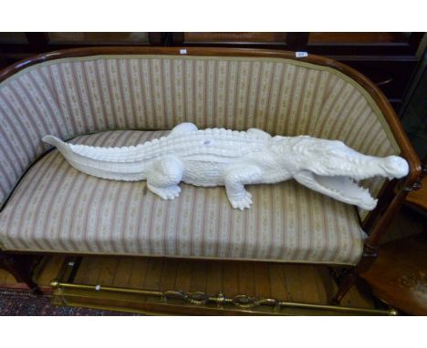 A modern Italian ceramic pottery model of a crocodile