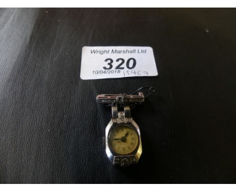 An Art Deco and single-cut diamond set manual wind fob watch, stamped platinum, gross weight approx. 9.4g