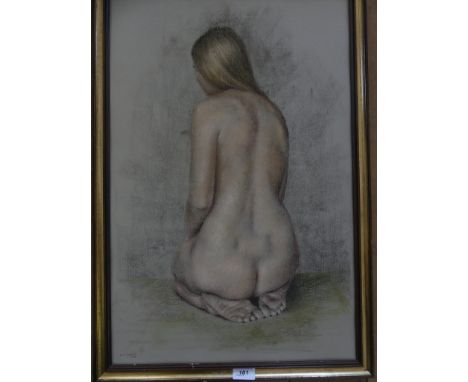 Alan Cownie - nude portrait of female figure, pastel signed and dated 1974