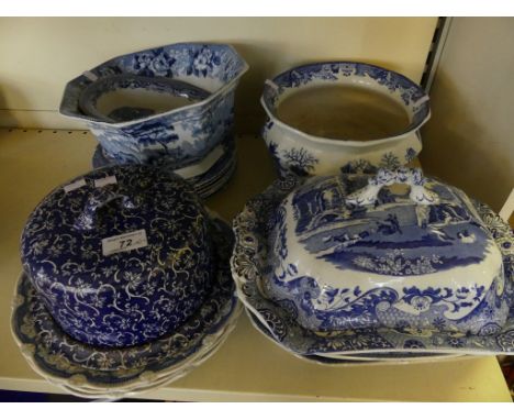 A mixed lot blue and white ceramics to include range Copeland Spode blue Italian pattern dinner wares plus further covered ch