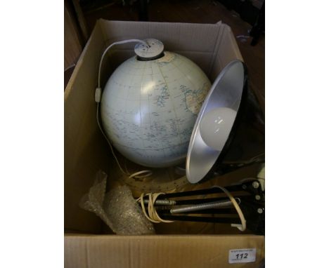 A mixed lot comprising a globe table lamp and a further workbench lamp with screw-on fitting (sold electrically untested) (2)