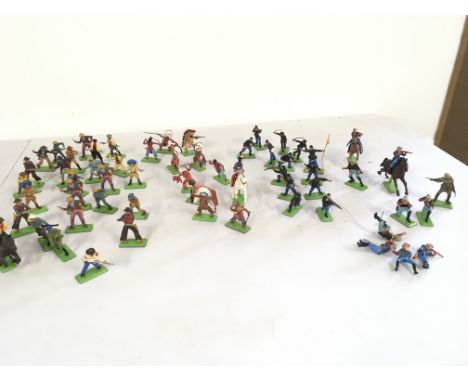 A collection of Britains Deetail figures featuring Cowboys..Indians..US army and confederate.. No reserve