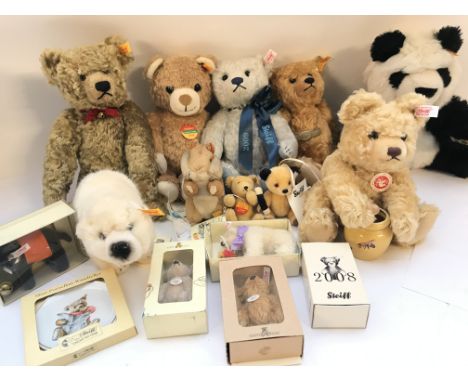 A Collection of Steiff Bears. Some have Tags.