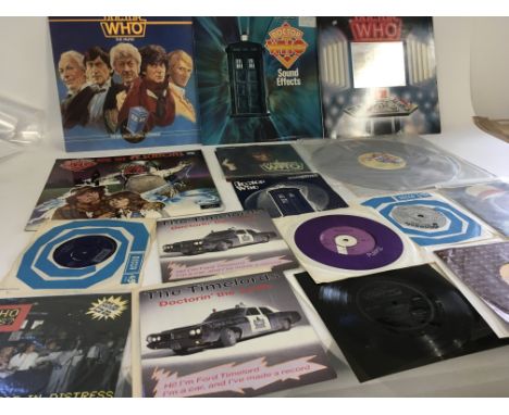 A collection of Vinyl albums and singles all related to Dr Who including soundtracks from the series and stories NO RESERVE