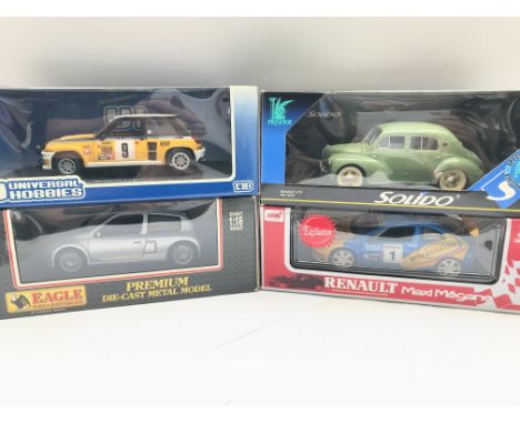 4 Boxed 1/18 Scale Diecast Vehicles including Universal Hobbies. Eagle. Solido etc.