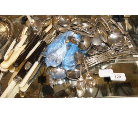 A large selection of silver-plated flatware 