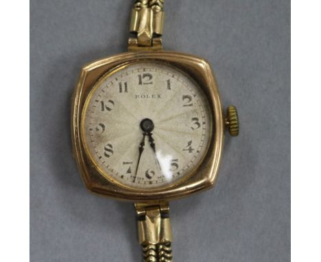 An lady's early 20th century 9ct gold Rolex manual wind wrist watch.