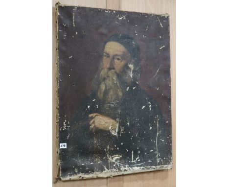 19th century Continental School, oil on canvas, portrait of a bearded man, 78 x 61cm, unframed (a.f.)