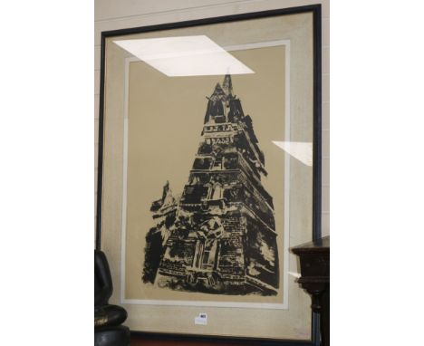 Chris White (20th century), monochrome lithograph, 'The Edifice' [Highgate Church], signed, inscribed and dated Jan '87, A/P,