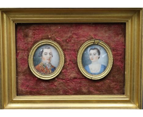 A pair of George III portrait miniatures possibly of Humphrey Jeffreys and his wife Elizabeth Castelman each 1.75 x 1.25in.