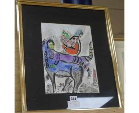Marc Chagall, coloured lithograph, The Blue Cow', 1967, from the unsigned edition issued by San Lazarro for the album XXeme S