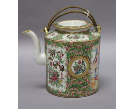 A Canton famille rose teapot height 18.5cm