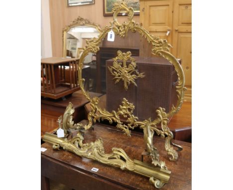 A Louis XV rococo cheval firescreen and a matching curb (2) Screen 66cm