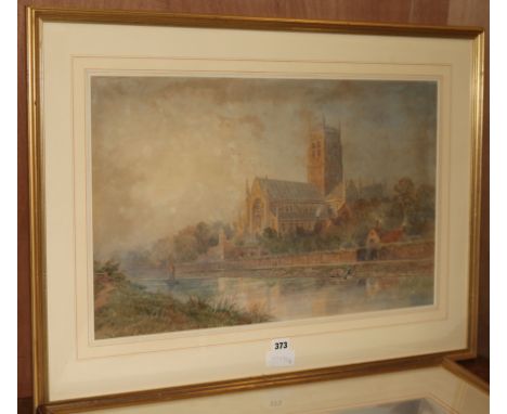 Alfred Parkman, watercolour, view of Worcester Cathedral, signed and dated 1909, 38 x 61cm