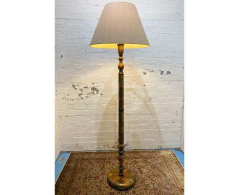 KASHMIRI STANDARD LAMP, circa 1920's finely hand painted lacquer, with shade, 180cm H. (slight faults) 