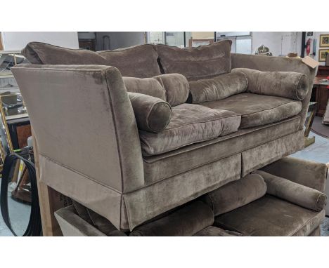 ANDREW MARTIN SOFA, brown fabric upholstered, 200cm W approx. (slight faults) 