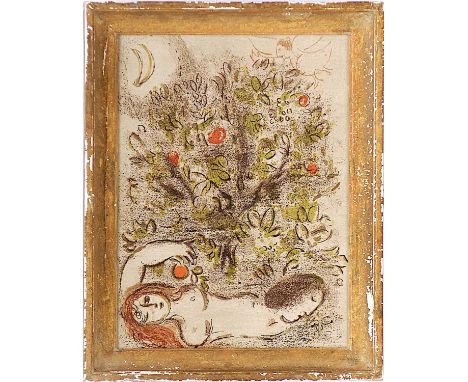 MARC CHAGALL 'Paradise', 1960, original lithograph, Bible suite, printed by Mourlot, ref 232, 35cm x 26cm, framed and glazed.