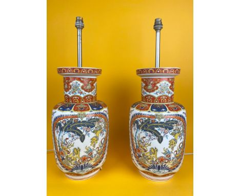 TABLE LAMPS, a pair, converted from mid 20th century Italian ceramic vases, 58cm H. (2) 