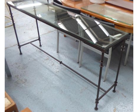 OKA POMPIDOU CONSOLE TABLE, metal framed wih a rectangular glass top, 161cm L x 84cm H x 40cm D. 