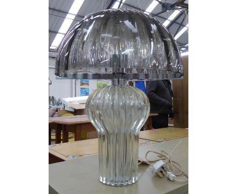 TABLE LAMP, vintage 20th century Italian glass with glass shade, 57cm H. 
