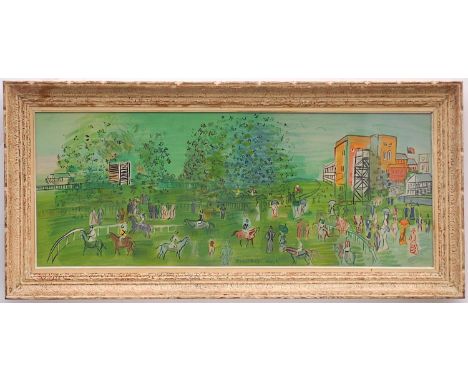 RAOUL DUFY 'Ascot', 1969, lithograph, signed in the plate, ref: Mourlot, 38cm x 100cm, framed and glazed. 