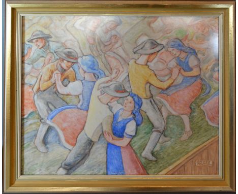 Franz Gruss 'Figures Dancing' pastel, signed, 37 x 46 cms 