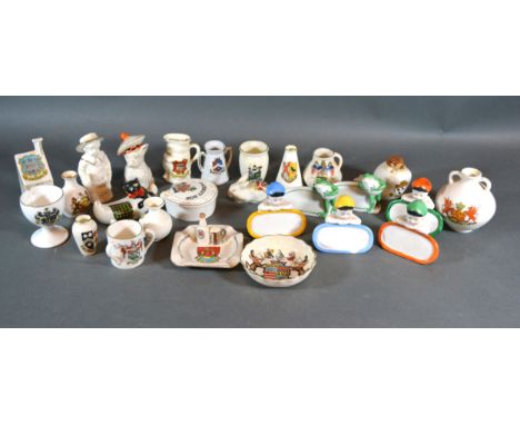 A Small Collection Of Crested China to include WH Goss, Arcadian and others together with four place settings mounted with fi