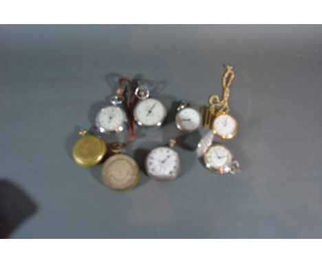 A Birmingham Silver Cased Pocket Watch together with three other pocket watches, three pedometers and a compensated barometer