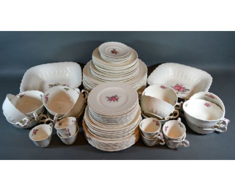 A Spode Billingsley Rose Pattern Part Tea and Dinner Service comprising of dinner plates, tureens, soup bowls, side plates, c