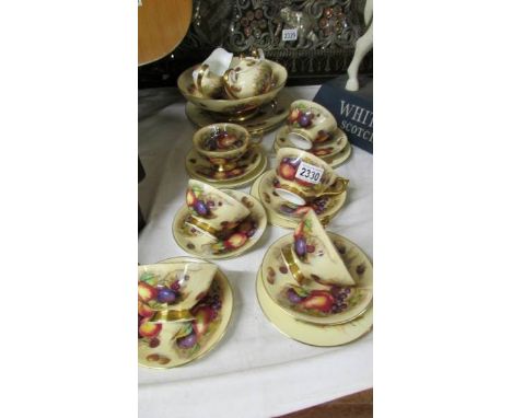 Approximately 18 pieces of Aynsley Orchard Gold china including 6 cups &amp; saucers, 4 tea plates, sugar bowl, milk jug, 2 l