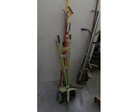 A mixed lot of cleaning and airiating tools.