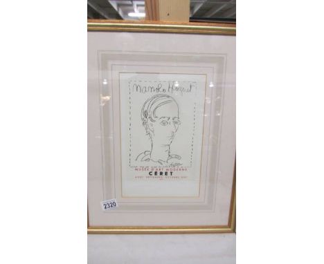 Pablo Picasso (1881-1973) Lithographic plate signed print Manolo Hugnet Musee D' Art Moderne Ceret 1957 published in 1958