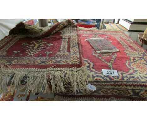 2 prayer rugs and a doll house rug.