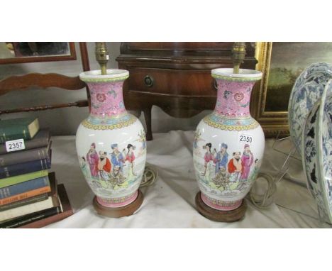 A pair of oriental table lamp bases.