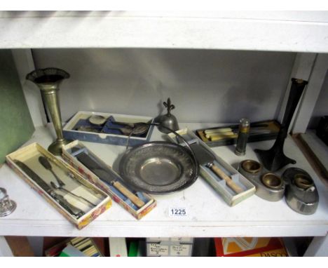 A selection of silver plate including flatware