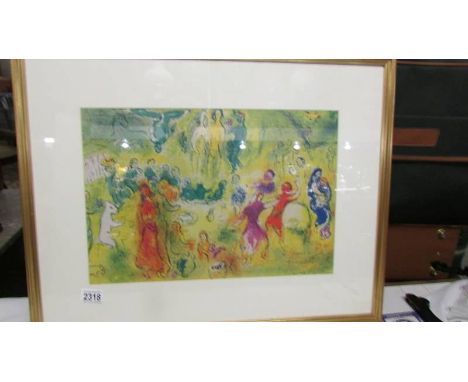 Marc Chagall (1887-1985) Modernist figural lithographic print published in New York printed in West Germany 1977. Centrefold 